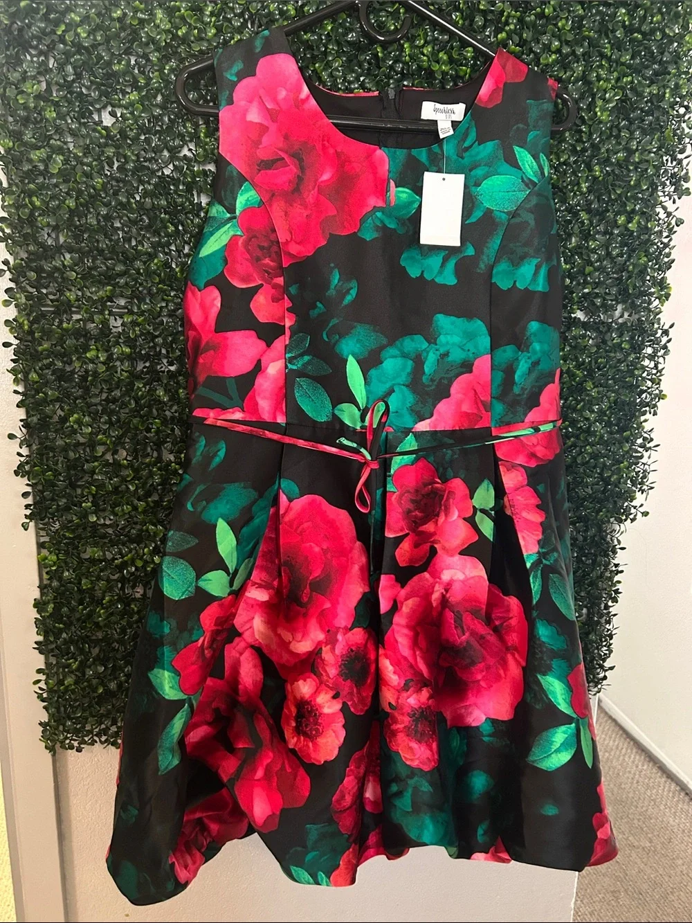 Speechless Black Dress with Pink and Green Floral Print